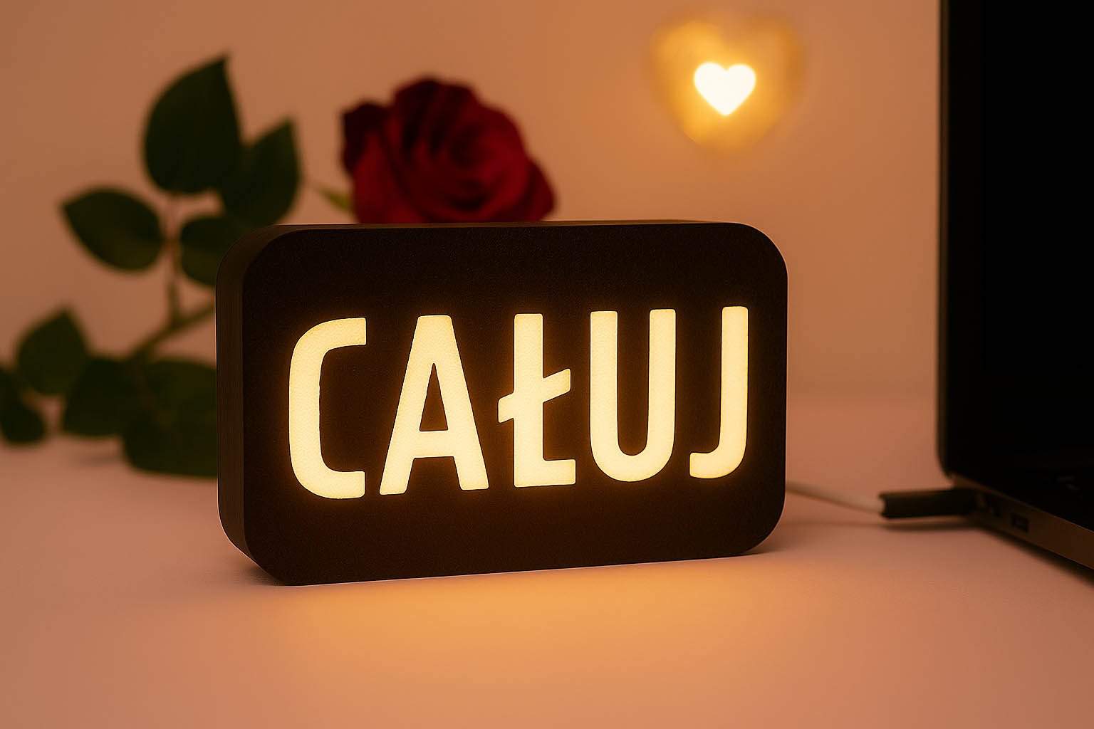 Mini-lampka z napisem CAŁUJ
