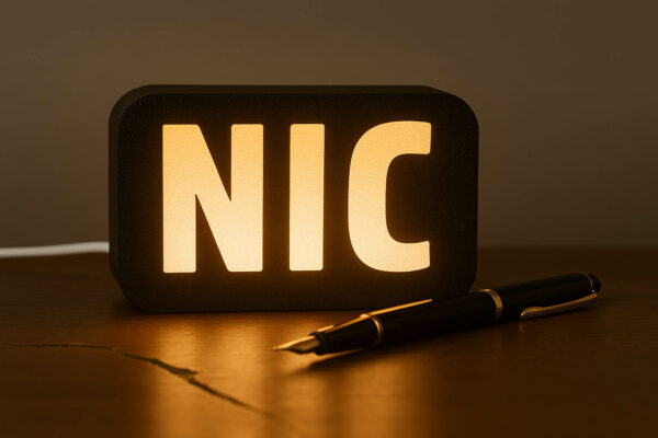 Lampa z napisem NIC na prezent
