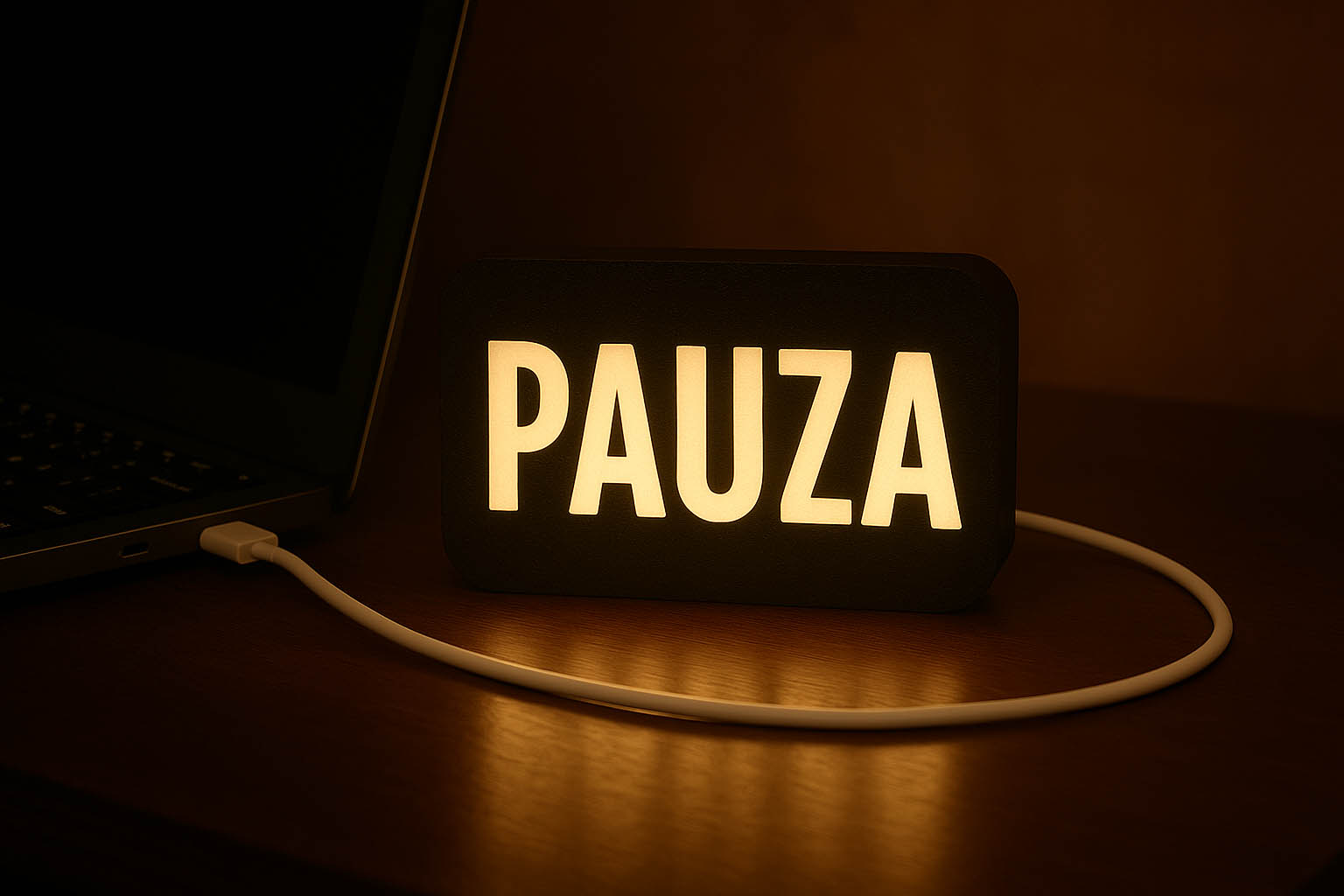 Mini-lampka z napisem PAUZA