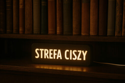 Lampa z napisem STREFA CISZY