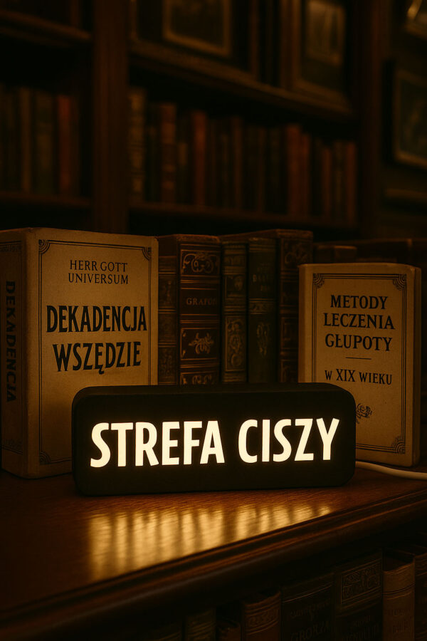 Lampa z napisem STREFA CISZY