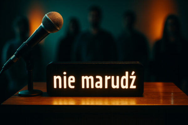 Lampa LED z napisem NIE MARUDŹ