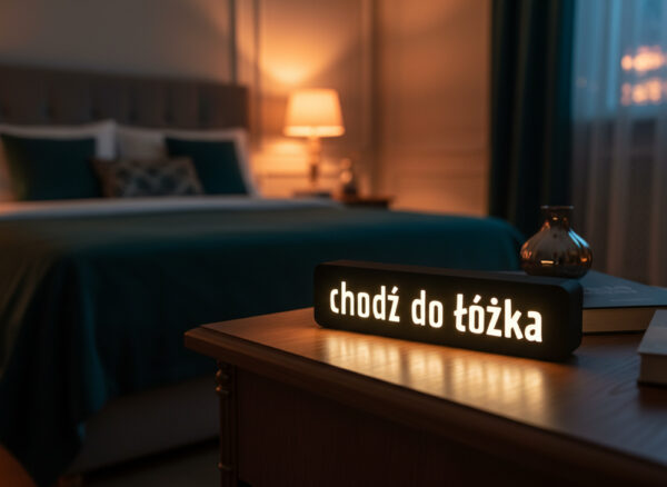 Lampa z napiem CHODŹ DO ŁÓŻKA