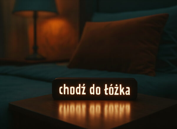 Lampa z napiem CHODŹ DO ŁÓŻKA