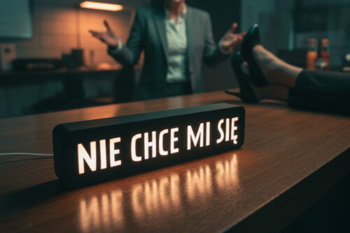 Lampa z napisem NIE CHCE MI SIĘ