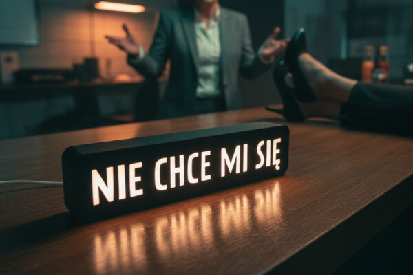 Lampa z napisem NIE CHCE MI SIĘ