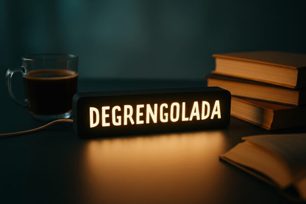 Lampa LED z napisem DEGRENGOLADA